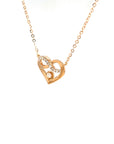 18K Rose Gold Twisted Heart Diamond Necklace