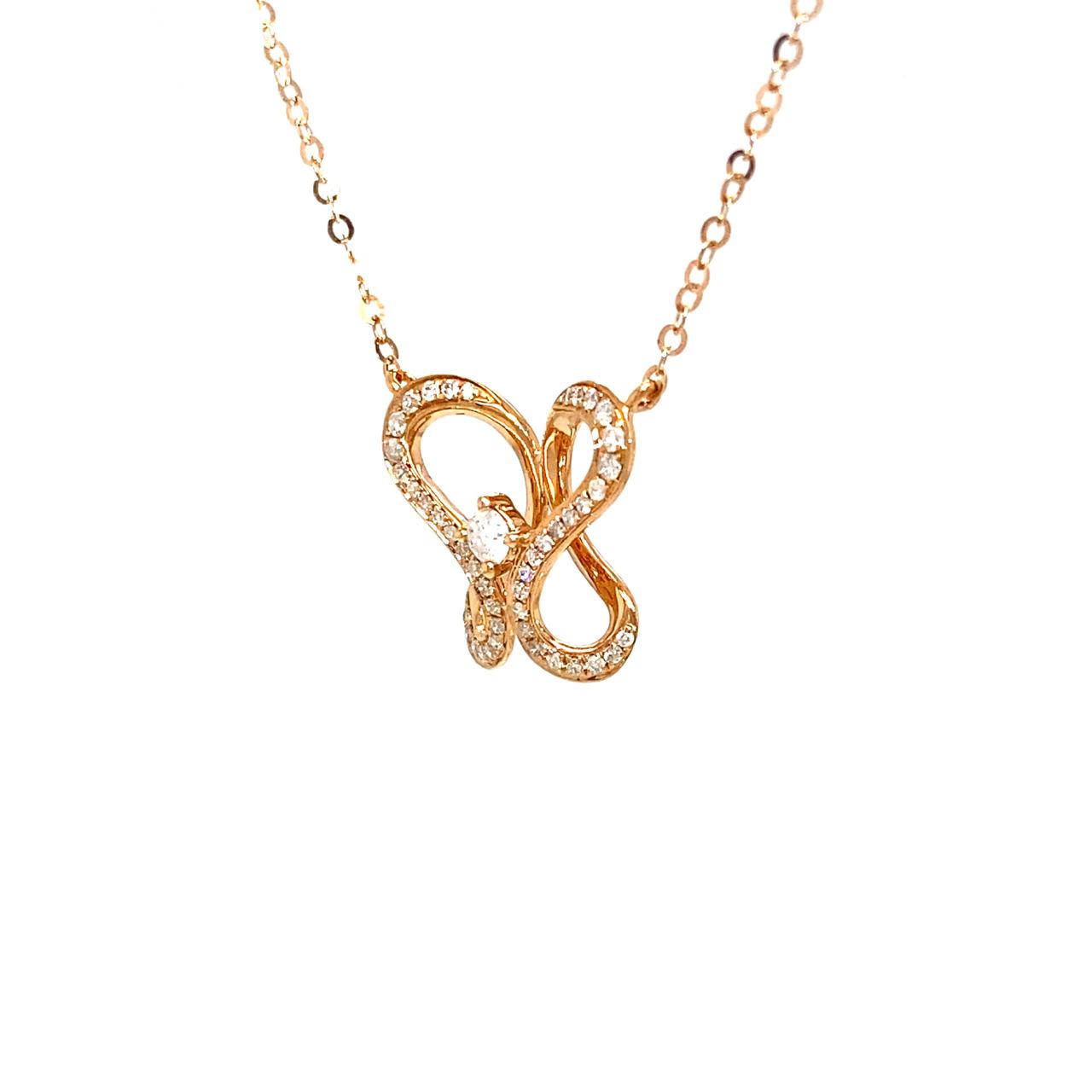 18K Rose Gold Holo Butterfly Diamond Necklace
