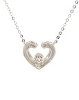 18K White Gold Double Open Heart Diamond Necklace