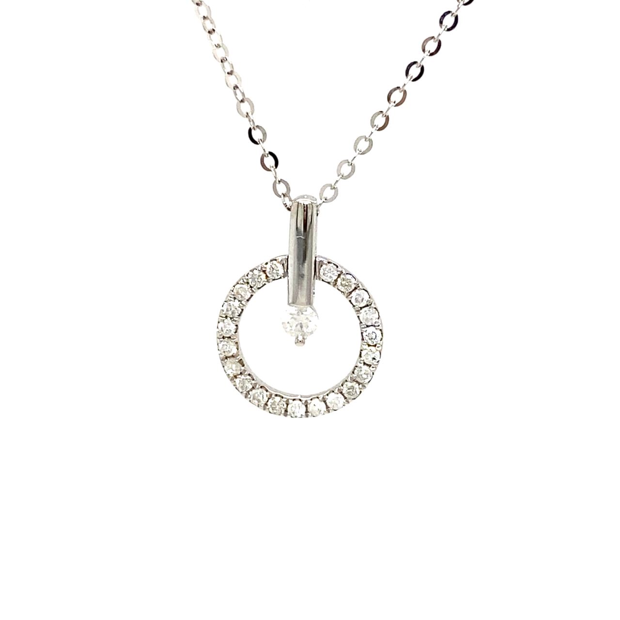 18K White Gold Full Circle Diamond Necklace