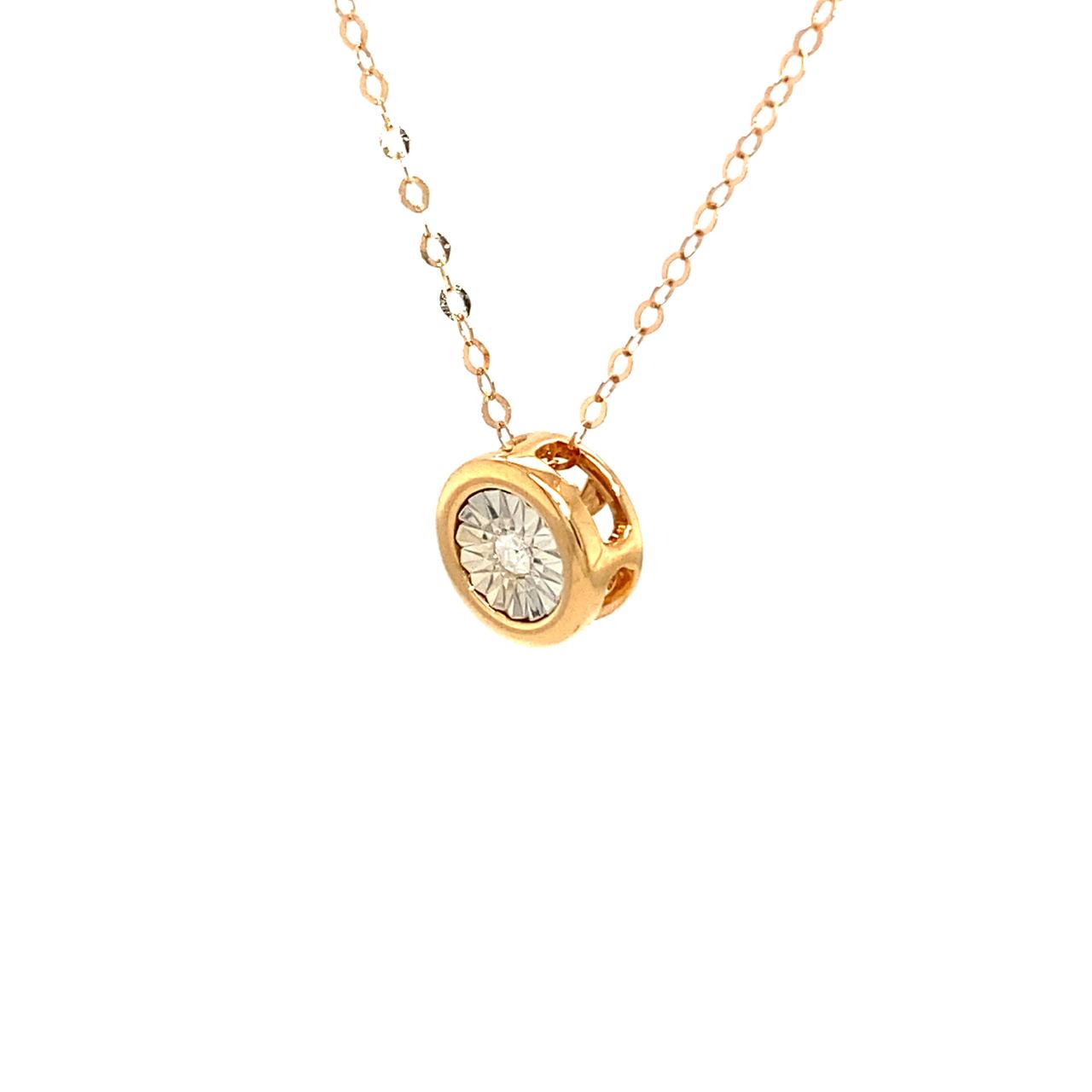 18K Rose Gold Circle Pisces Diamond Necklace