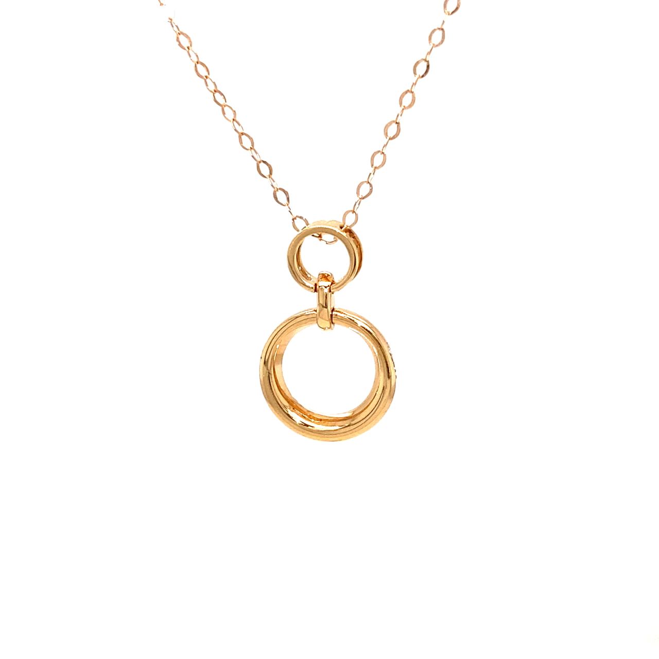 18K Rose Gold Double Link Circle Diamond Necklace