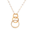 18K Rose Gold Triple Link Circle Diamond Necklace