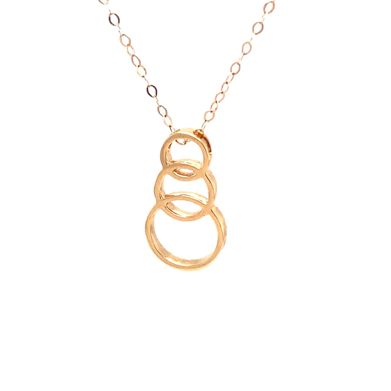 18K Rose Gold Triple Link Circle Diamond Necklace