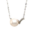 18K White Gold Collar V Shape Pearl Diamond Necklace