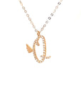18K Rose Gold Stylish Wings Alphabet Q Full Diamond Necklace
