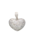 18K White Gold Bubble Heart All Flat Pave Diamond Pendant
