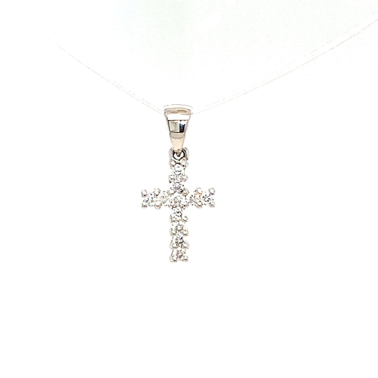 18K White Gold Cross Diamond Pendant