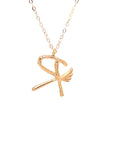 18K Rose Gold Stylish Wings Alphabet R Full Diamond Necklace