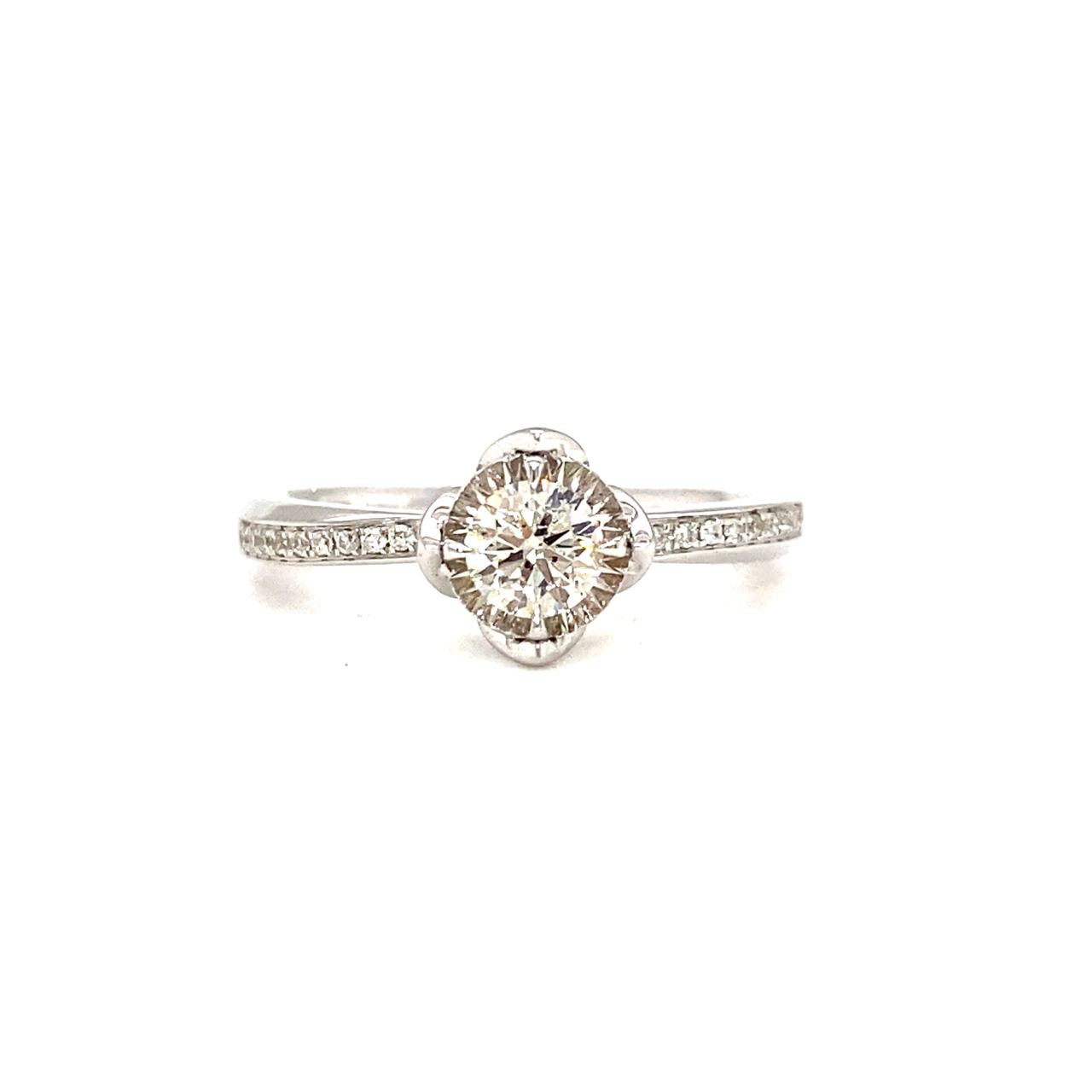 18K White Gold Max Illusion Single Pave Side Diamond Ring