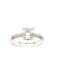 18K White Gold  Crown Cushion Double Diamond Ring