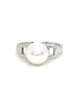 18K White Gold Chain Pearl Ring