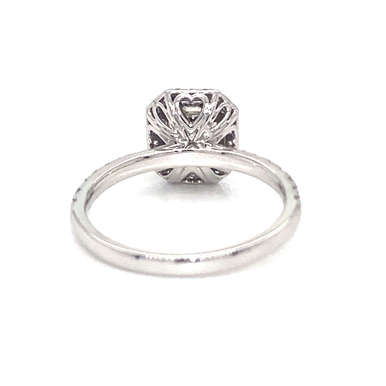 18K White Gold Pie Cut Halo Diamond Ring
