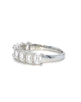 18K White Gold Emerald Shape Half Eternity Diamond Ring-9