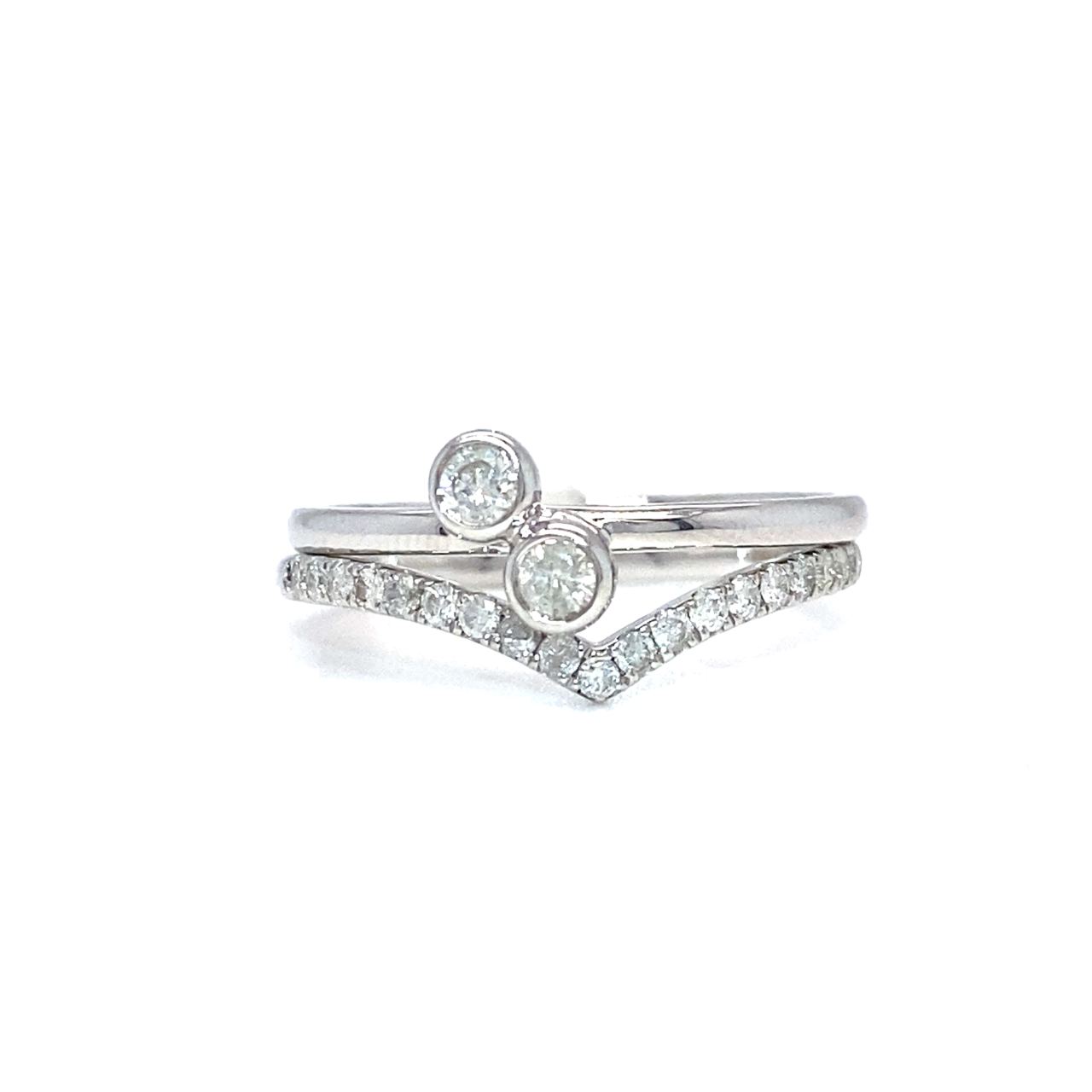 18K White Gold Set V Diamond Ring