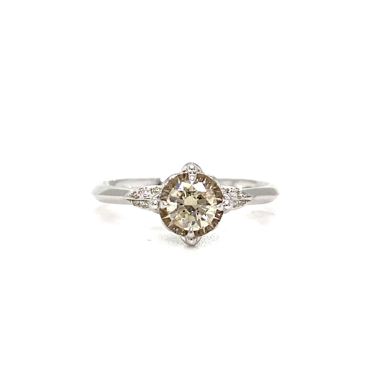 18K White Gold Large Illusion Blade Shoulder Diamond Ring