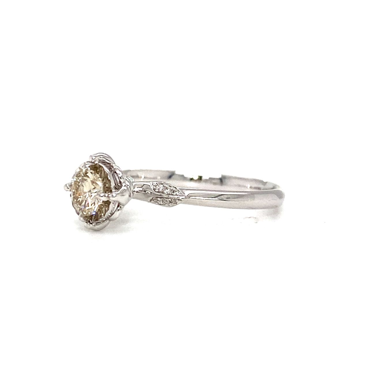 18K White Gold Large Illusion Blade Shoulder Diamond Ring
