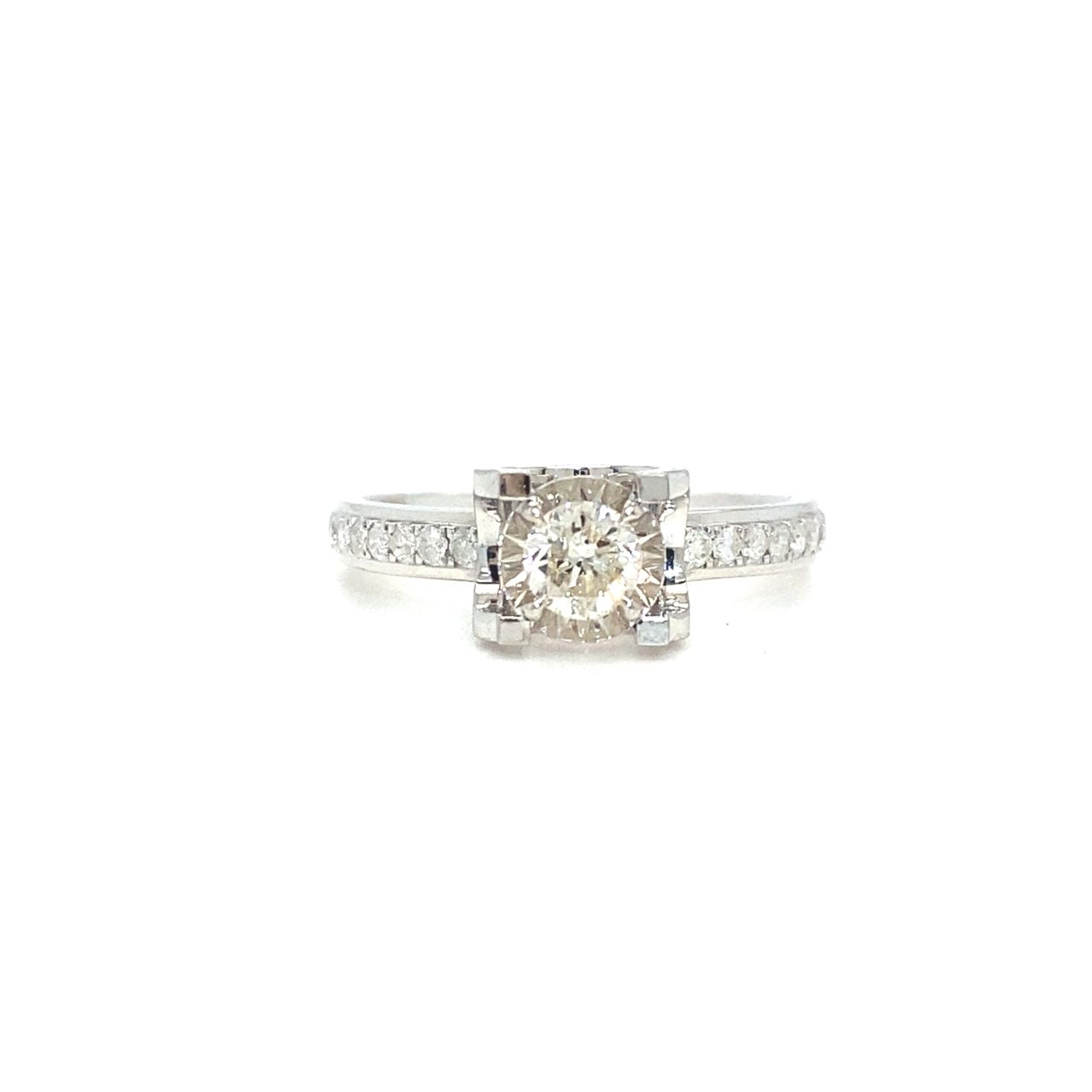 18K White Gold Illusion Tension Diamond Ring