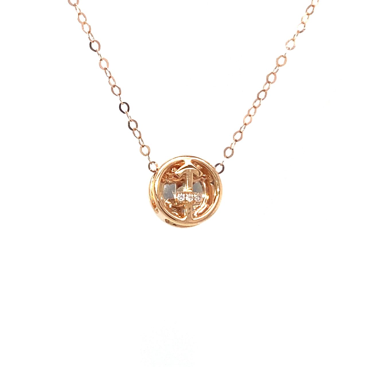 18K Rose Gold Circle Sagittaruis Diamond Necklace