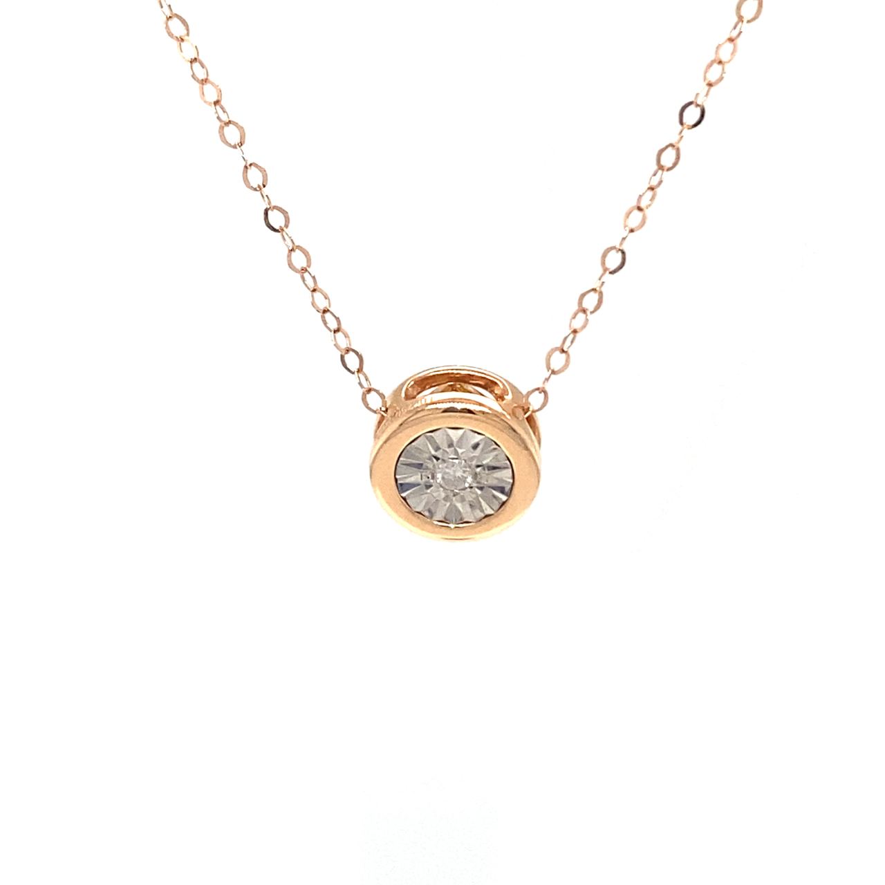18K Rose Gold Circle Sagittaruis Diamond Necklace