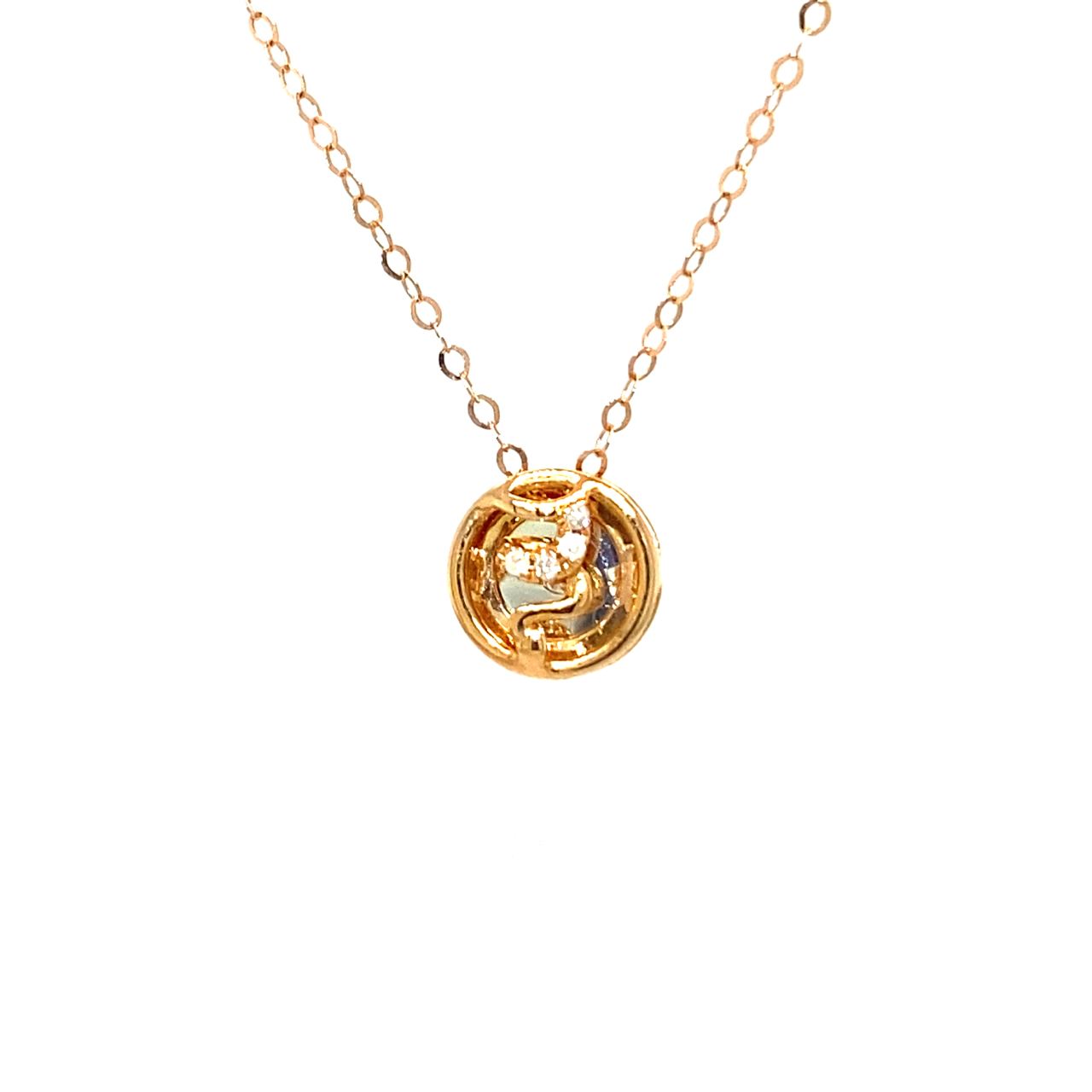 18K Rose Gold Circle Scorpio Diamond Necklace