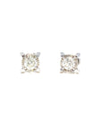 18K White Gold Simple Illusion Max Square Diamond Earrings