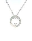 18K White Gold T Round Diamond Necklace