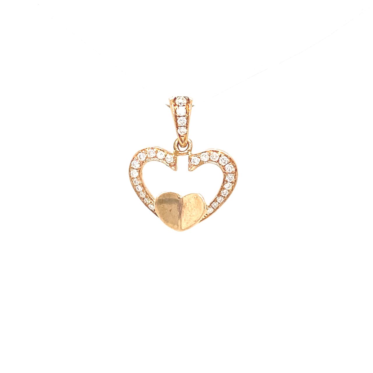 18K Rose Gold Double Inside Heart Diamond Pendant