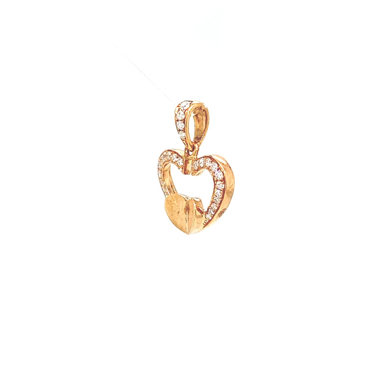18K Rose Gold Double Inside Heart Diamond Pendant