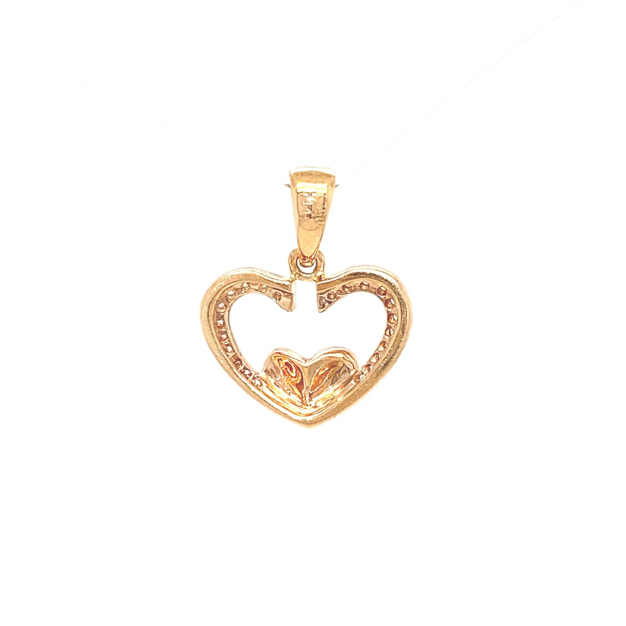 18K Rose Gold Double Inside Heart Diamond Pendant