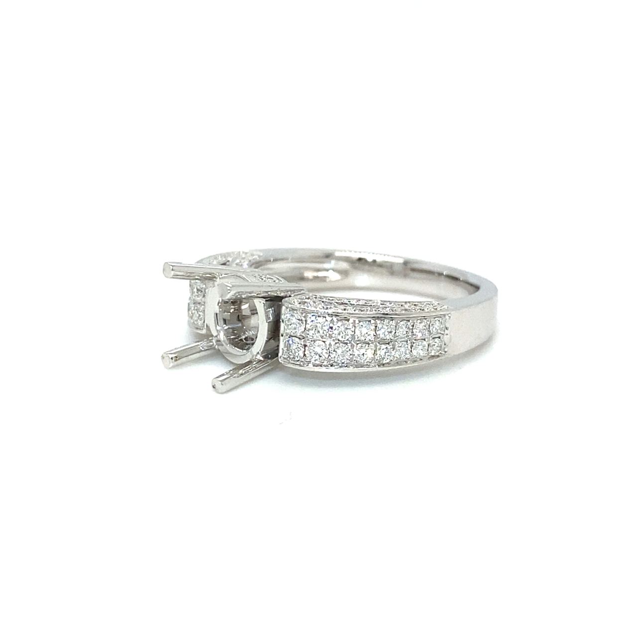 18K White Gold Top High Square Prongs Diamond Ring