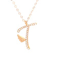 18K Rose Gold Stylish Wings Alphabet T Full Diamond Necklace