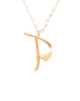 18K Rose Gold Stylish Wings Alphabet T Full Diamond Necklace