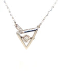 18K White Gold Sharp Triangle Dancing Stone Diamond Necklace