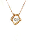 18K Rose Gold Geometry Dancing Stone Diamond Necklace