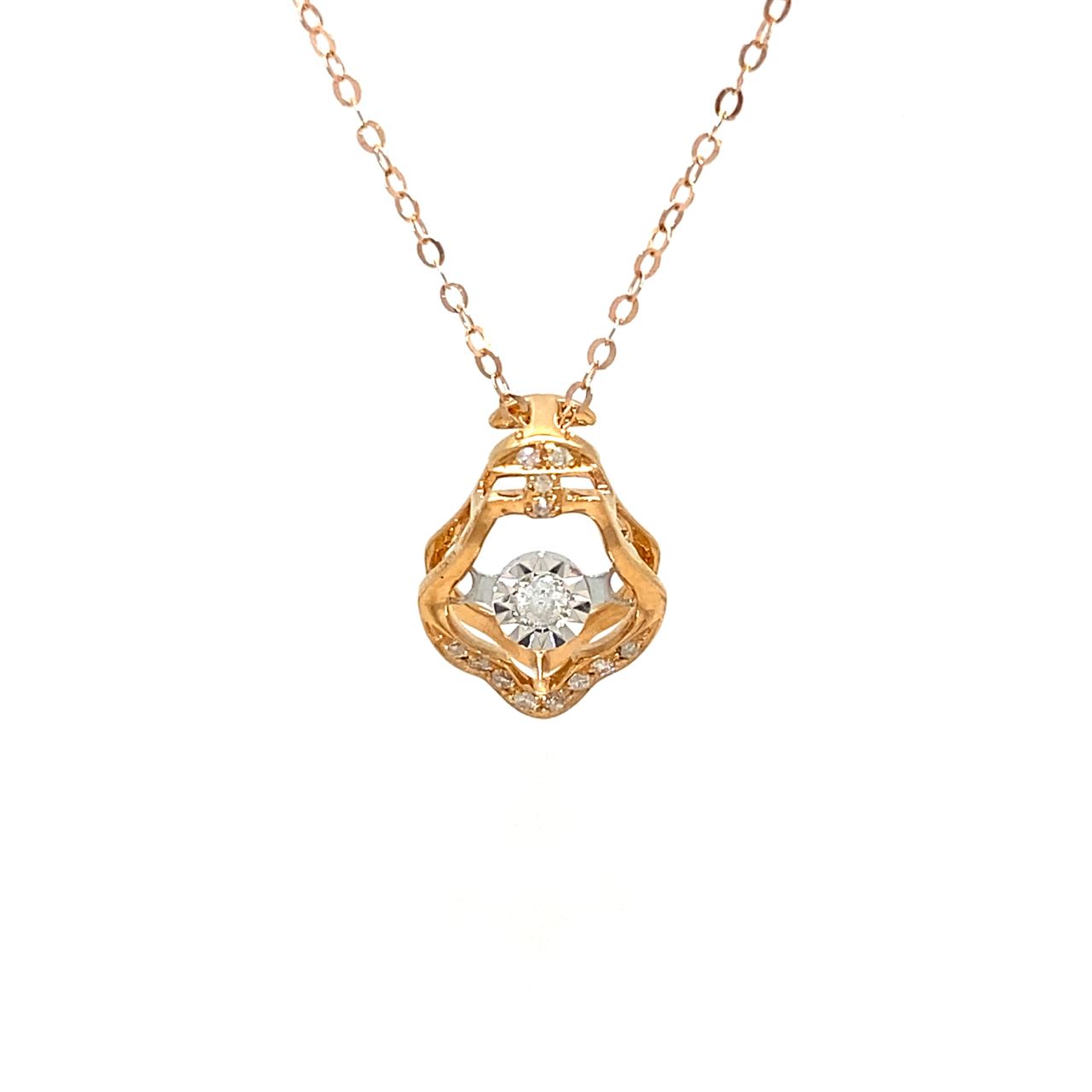 18K Rose Gold Anchor Dancing Stone Diamond Charms Pendant