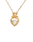 18K Rose Gold Double Swans Geometry Dancing Stone Diamond Necklace