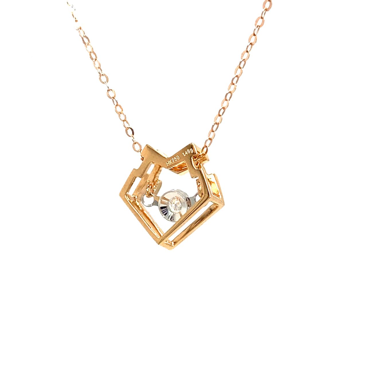 18K Rose Gold Open Heart Dancing Stone Diamond Necklace