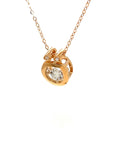 18K Rose Gold Round Robot Dancing Stone Diamond Necklace