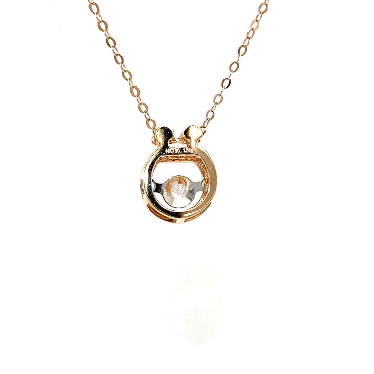18K Rose Gold Round Robot Dancing Stone Diamond Necklace