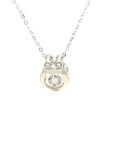 18K White Gold Round Robot Dancing Stone Diamond Necklace
