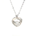 18K White Gold Apple Heart Dancing Stone Diamond Necklace