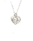 18K White Gold Apple Heart Dancing Stone Diamond Necklace