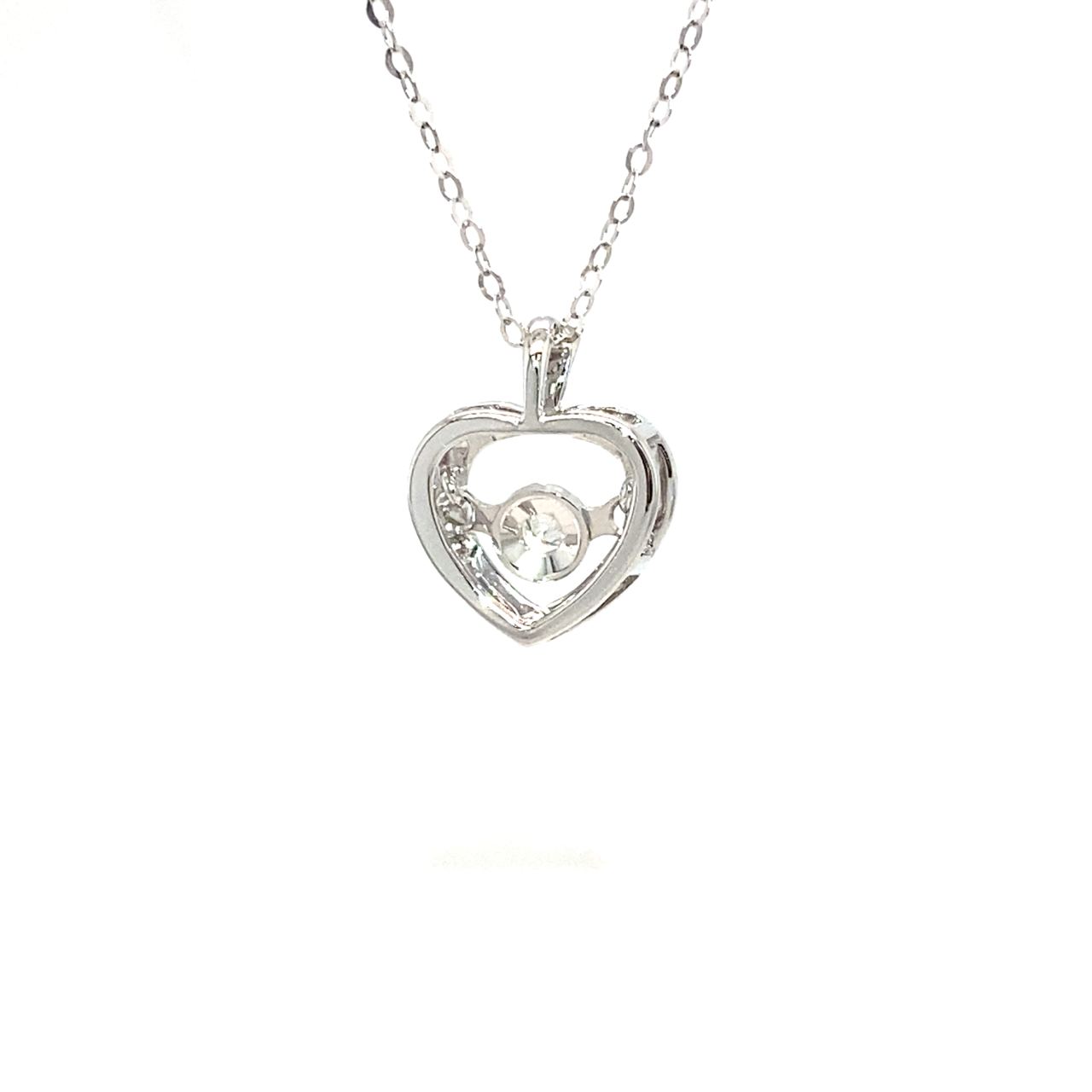 18K White Gold Apple Heart Dancing Stone Diamond Necklace
