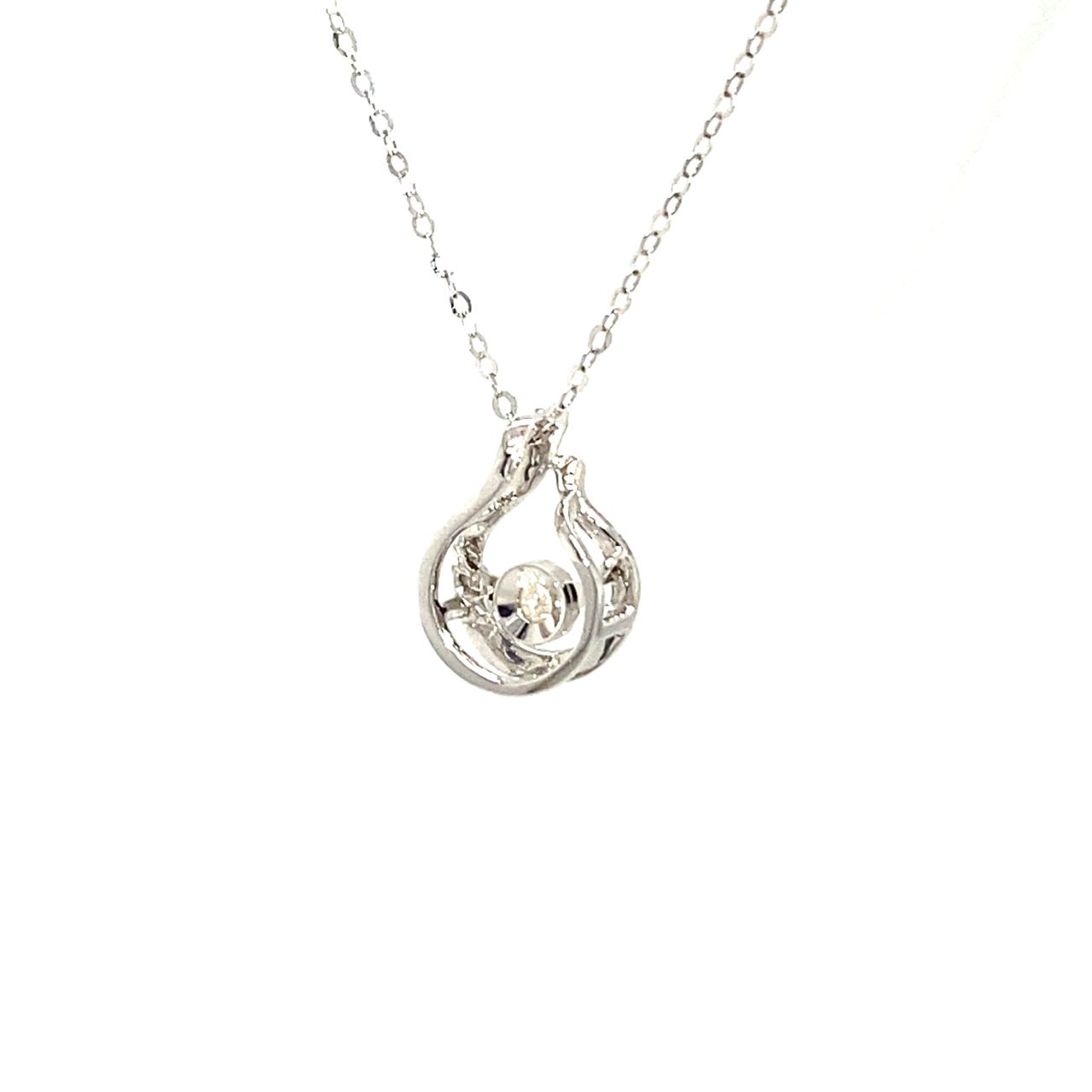 18k White Gold Pear Circle Dancing Stone Diamond Necklace