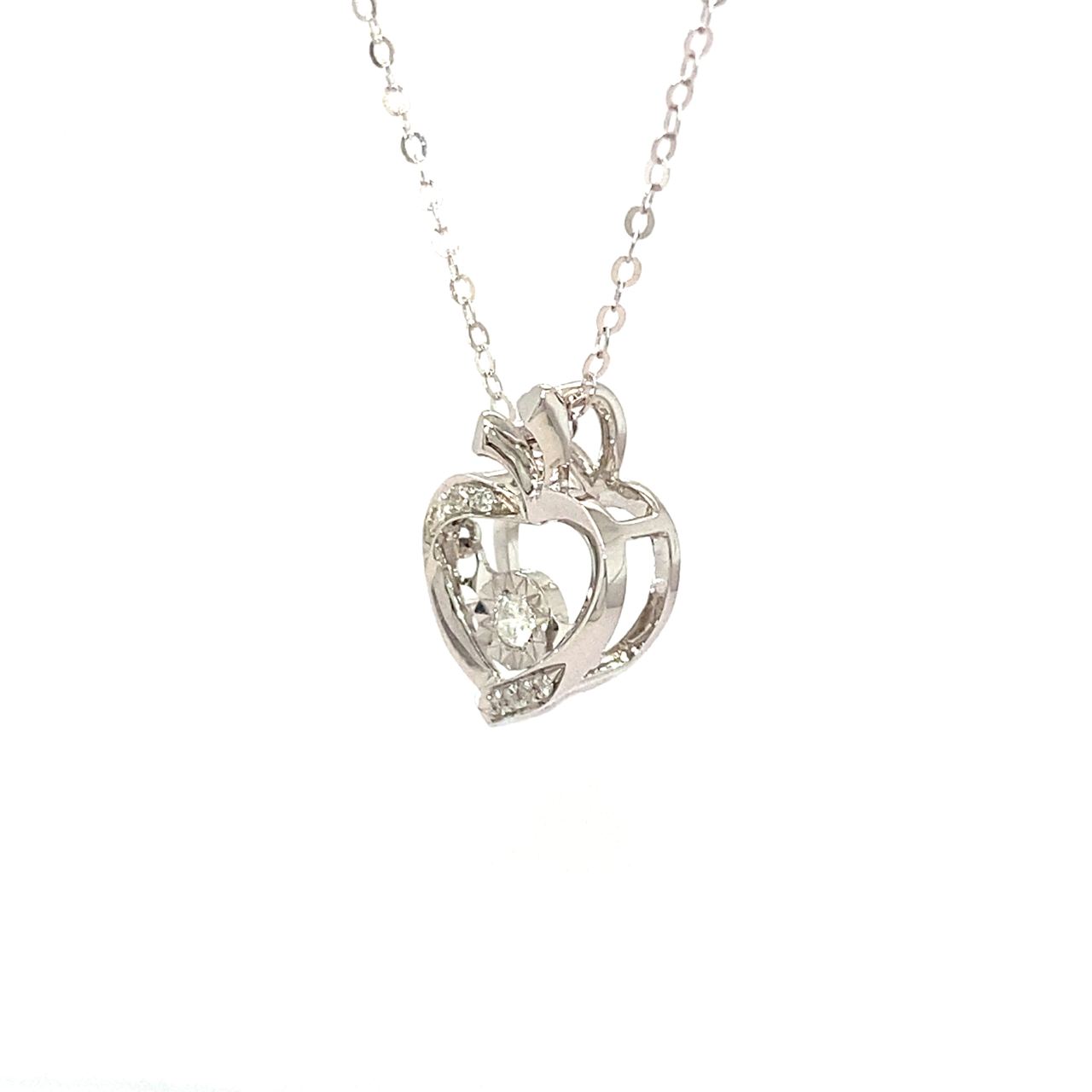 18K White Gold Apple Danceing Stone Diamond Necklace