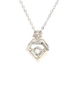 18K White Gold Sharp pentagon Dancing Stone Diamond Necklace