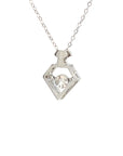 18K White Gold Sharp pentagon Dancing Stone Diamond Necklace