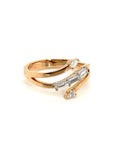 18K Rose Gold Triple River Baguette Flow Diamond Ring
