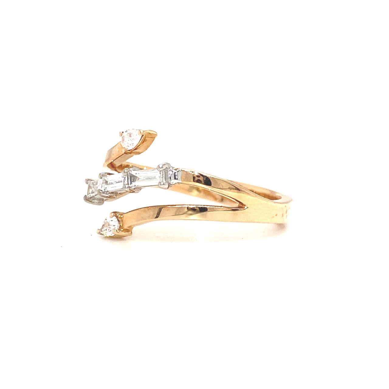 18K Rose Gold Triple River Baguette Flow Diamond Ring